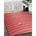 Patterned Red Rug in Family Room, pat838rd