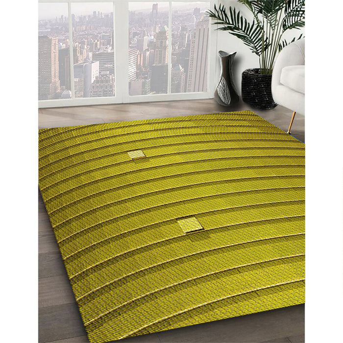 Machine Washable Transitional Dark Yellow Green Rug in a Family Room, wshpat838yw