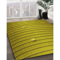 Patterned Dark Yellow Green Rug, pat838yw