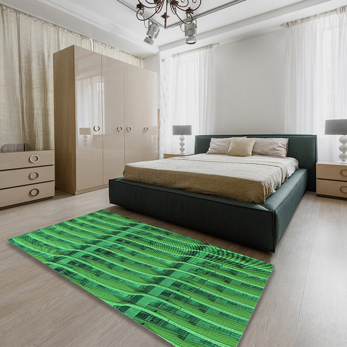 Patterned Forest Green Rug in a Bedroom, pat839grn