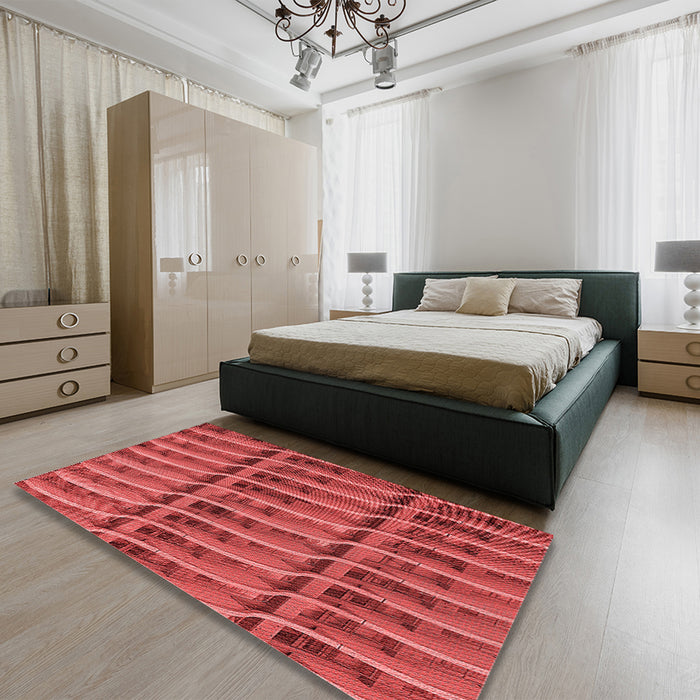 Patterned Red Rug in a Bedroom, pat839rd