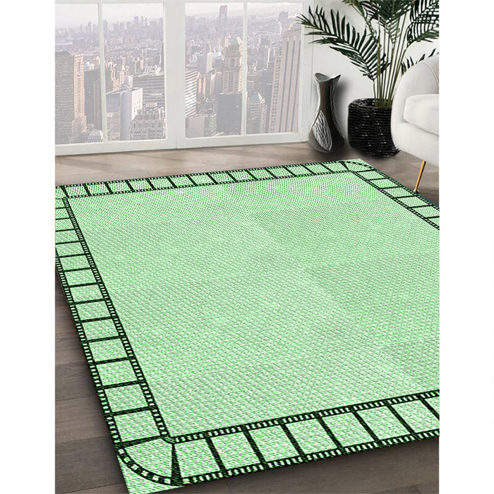 Patterned Mint Green Rug in Family Room, pat84grn