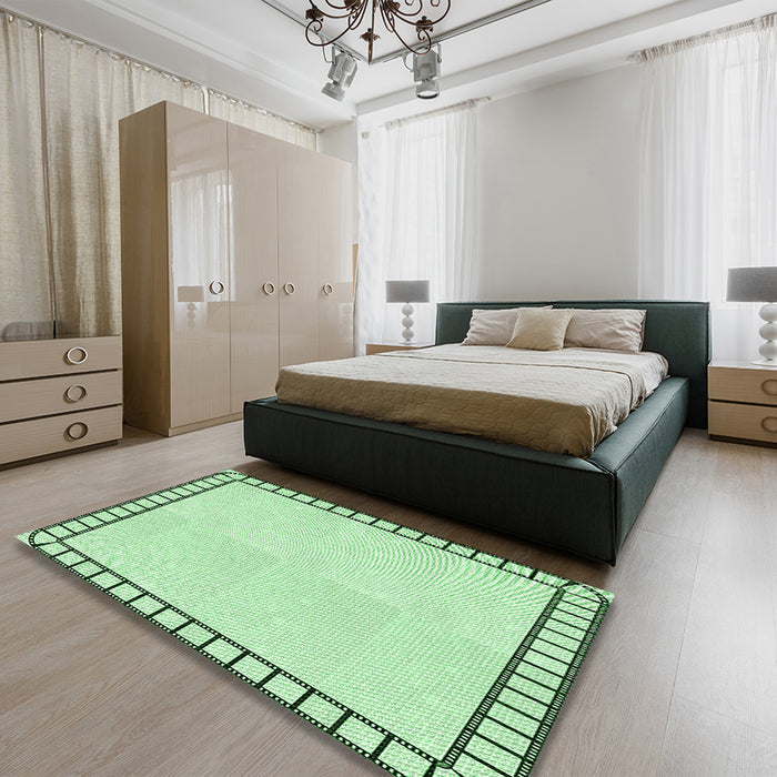Patterned Mint Green Rug in a Bedroom, pat84grn