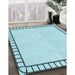 Machine Washable Transitional Electric Blue Rug in a Family Room, wshpat84lblu