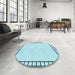 Round Patterned Electric Blue Rug in a Office, pat84lblu