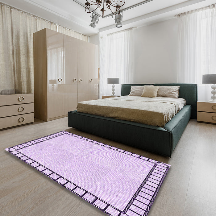 Patterned Lilac Purple Rug in a Bedroom, pat84pur