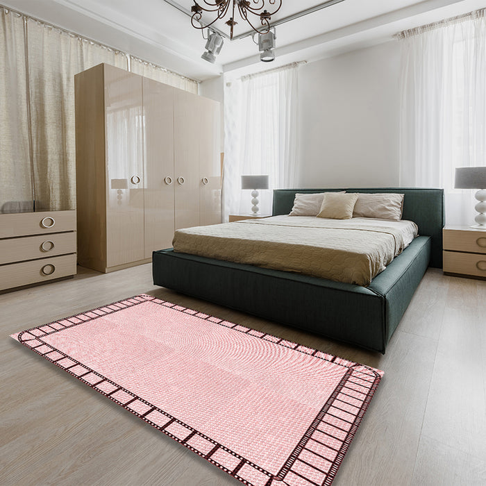 Patterned Pink Rug in a Bedroom, pat84rd