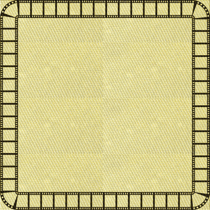 Round Machine Washable Transitional Sun Yellow Rug, wshpat84yw