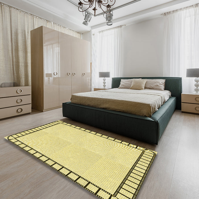 Patterned Sun Yellow Rug in a Bedroom, pat84yw