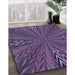 Patterned Plum Purple Rug in Family Room, pat840blu