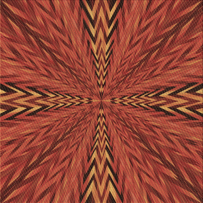 Round Patterned Orange Red Orange Rug, pat840brn