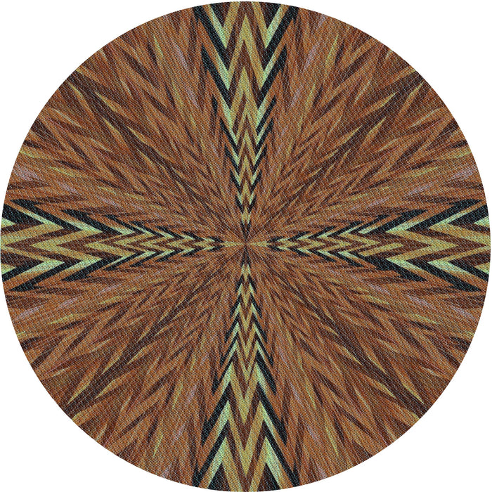 Square Patterned Dark Gold Brown Rug, pat840lblu