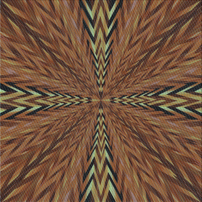 Round Patterned Dark Gold Brown Rug, pat840lblu