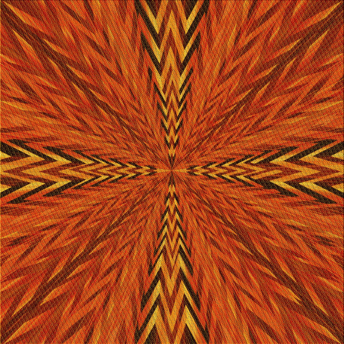 Round Patterned Orange Red Orange Rug, pat840yw