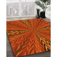 Patterned Orange Red Orange Rug, pat840yw