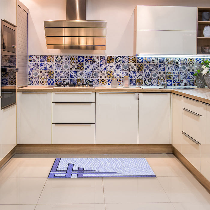 Patterned Lavender Blue Rug in a Kitchen, pat841blu