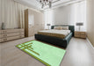 Patterned Green Rug in a Bedroom, pat841grn