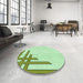 Round Patterned Green Rug in a Office, pat841grn