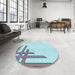 Round Patterned Koi Blue Rug in a Office, pat841lblu