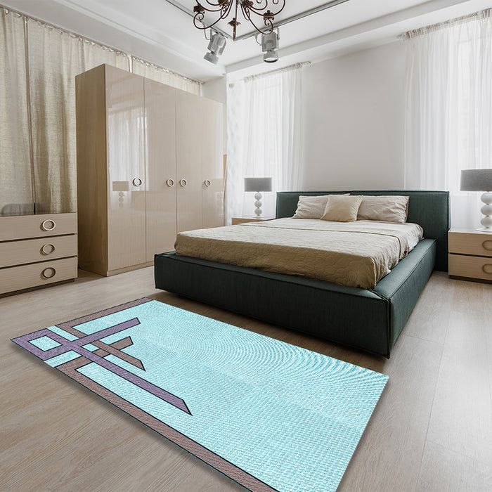 Patterned Koi Blue Rug in a Bedroom, pat841lblu