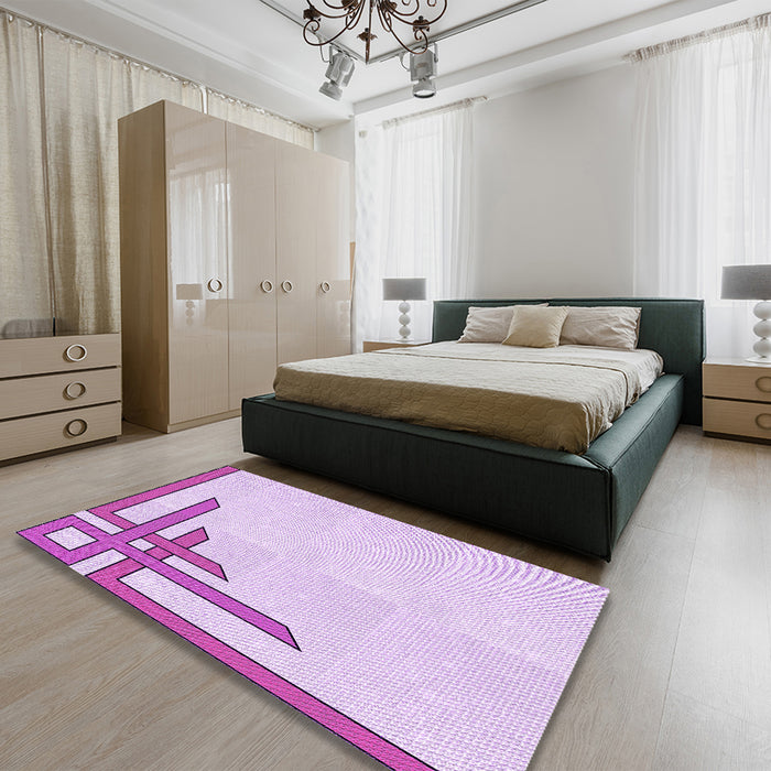 Patterned Purple Rug in a Bedroom, pat841pur