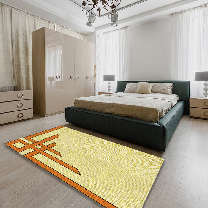 Patterned Sun Yellow Rug in a Bedroom, pat841yw