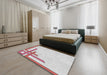 Patterned Off-White Novelty Rug in a Bedroom, pat841