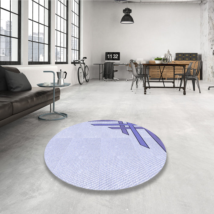 Round Patterned Lavender Blue Rug in a Office, pat842blu