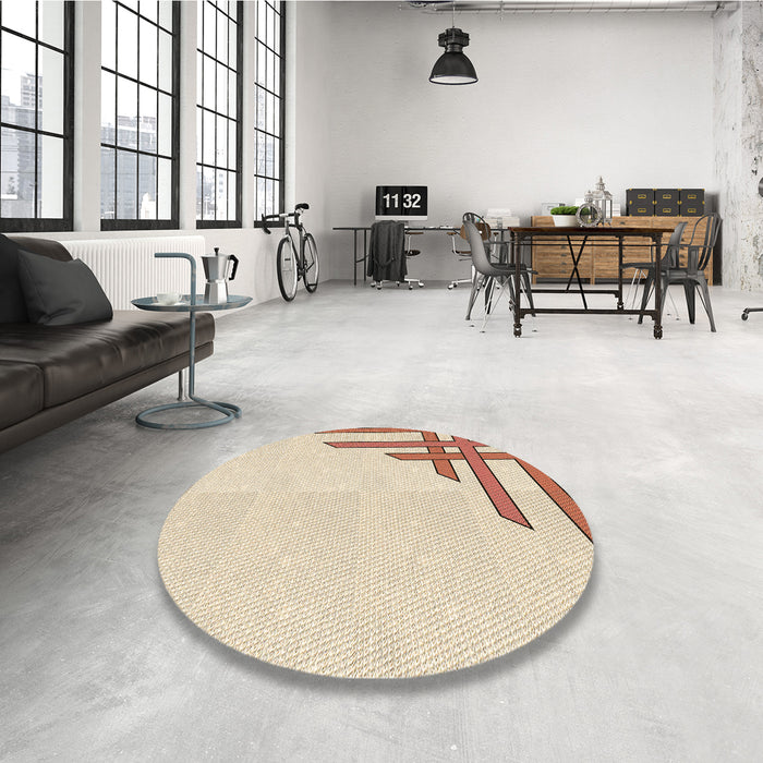 Round Patterned Peru Brown Rug in a Office, pat842brn
