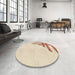 Round Patterned Peru Brown Rug in a Office, pat842brn