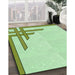 Machine Washable Transitional Green Rug in a Family Room, wshpat842grn