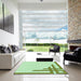 Square Patterned Green Rug in a Living Room, pat842grn