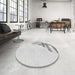 Round Patterned Platinum Gray Rug in a Office, pat842gry