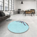 Round Patterned Koi Blue Rug in a Office, pat842lblu