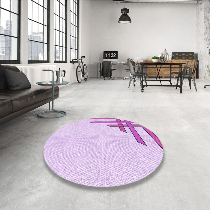 Round Patterned Purple Rug in a Office, pat842pur