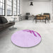 Round Patterned Purple Rug in a Office, pat842pur