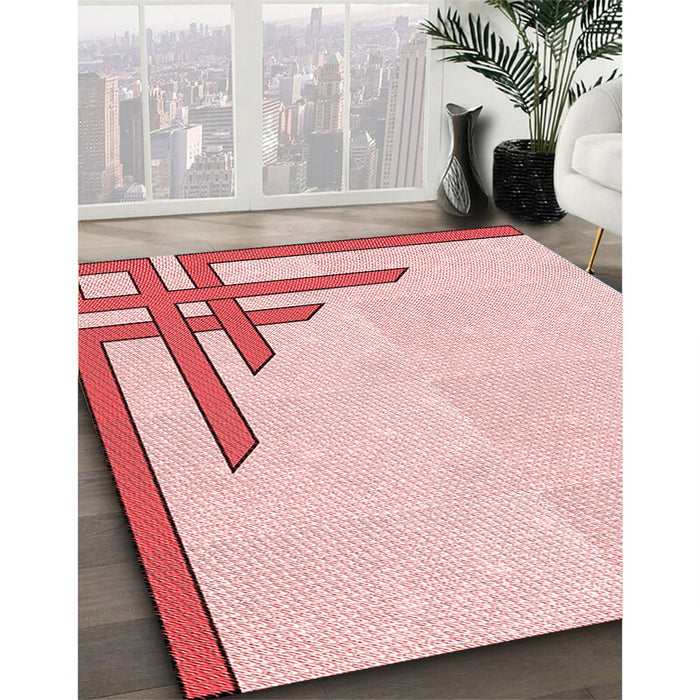 Machine Washable Transitional Light Rose Pink Rug in a Family Room, wshpat842rd