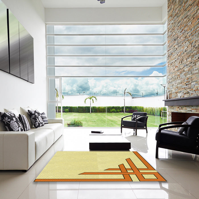 Square Patterned Sun Yellow Rug in a Living Room, pat842yw