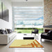 Square Patterned Sun Yellow Rug in a Living Room, pat842yw