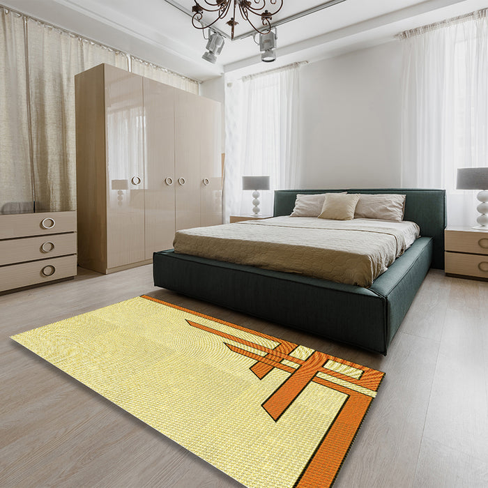 Patterned Sun Yellow Rug in a Bedroom, pat842yw