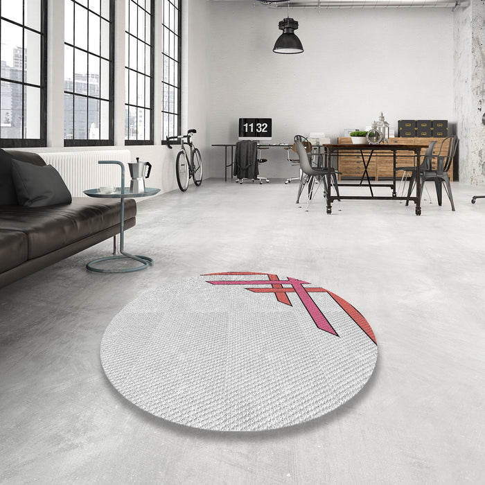 Round Patterned Off-White Novelty Rug in a Office, pat842