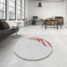 Round Patterned Off-White Novelty Rug in a Office, pat842