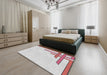 Patterned Off-White Novelty Rug in a Bedroom, pat842