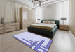 Patterned Lavender Blue Rug in a Bedroom, pat843blu