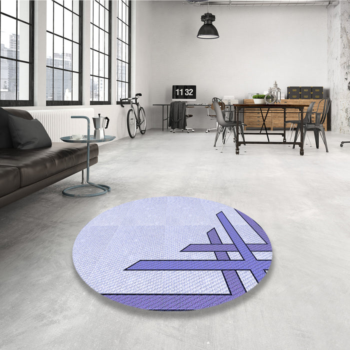 Round Patterned Lavender Blue Rug in a Office, pat843blu