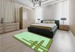 Patterned Green Rug in a Bedroom, pat843grn