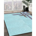 Machine Washable Transitional Koi Blue Rug in a Family Room, wshpat843lblu