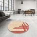 Round Patterned Navajo White Gold Rug in a Office, pat843org