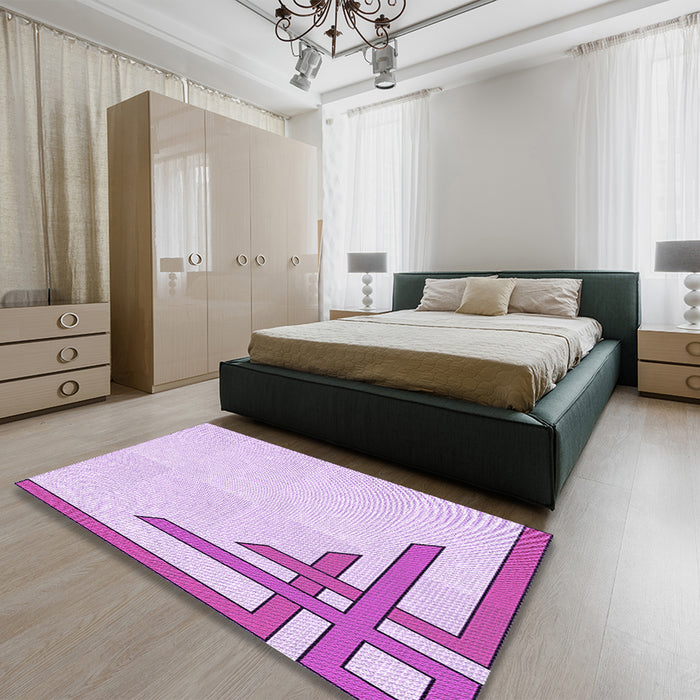 Patterned Purple Rug in a Bedroom, pat843pur
