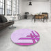 Round Patterned Purple Rug in a Office, pat843pur